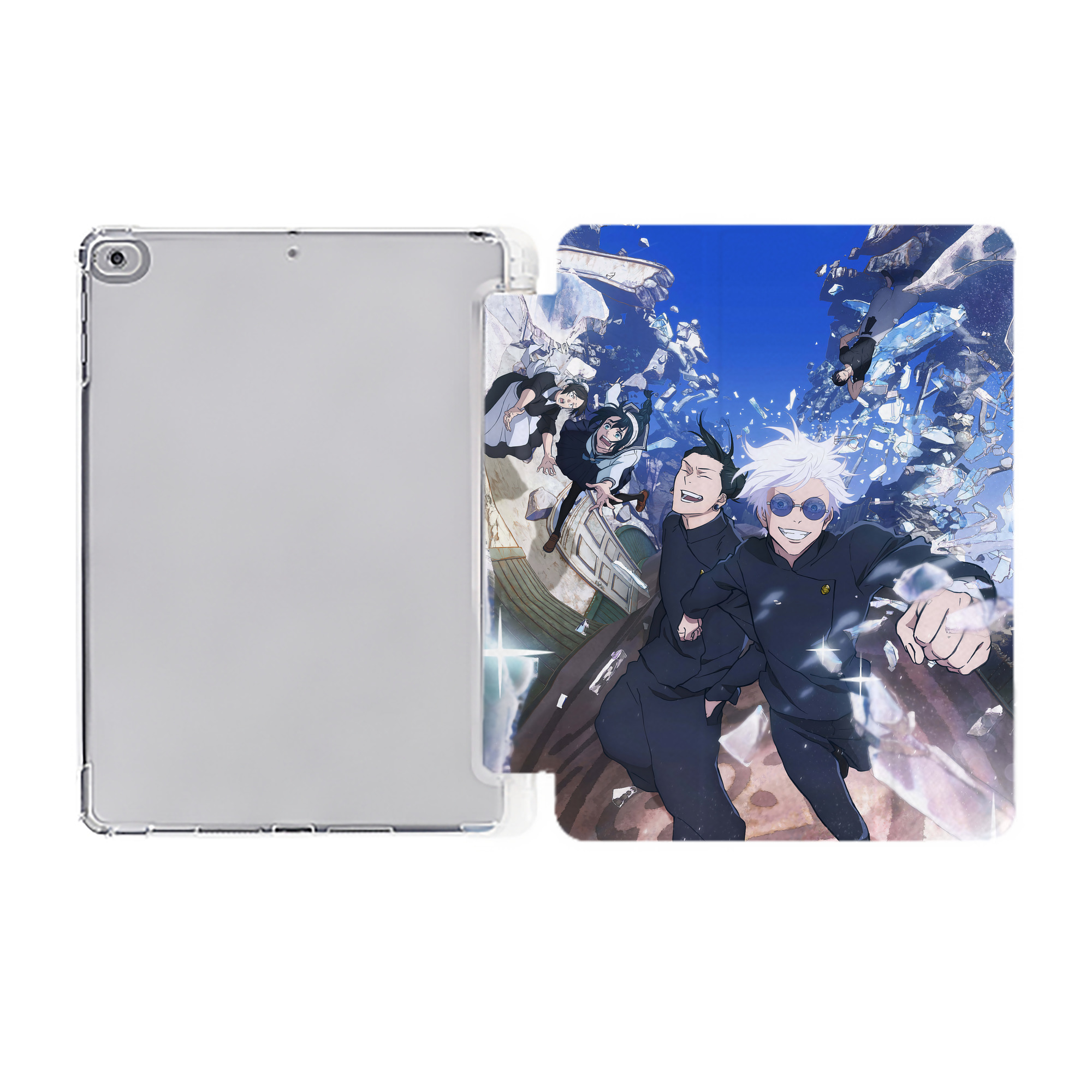 （画像用） 呪術廻戦 Jujutsu Kaisen IPad ケース ペン収納付き 三つ折りスタンド PUレザー×シリコン 対応機種9.5/10.5/10.9インチ